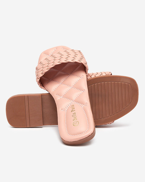 Dámské růžové pantofle s copánkovým pruhem Cocota - Obuv