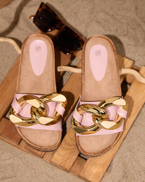 Dámské růžové pantofle se zdobením Sofig- Footwear