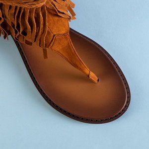 Dámské sandály a'la vysoké svršky v hnědé Izmina - Boty