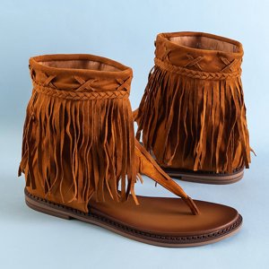 Dámské sandály a'la vysoké svršky v hnědé Izmina - Boty