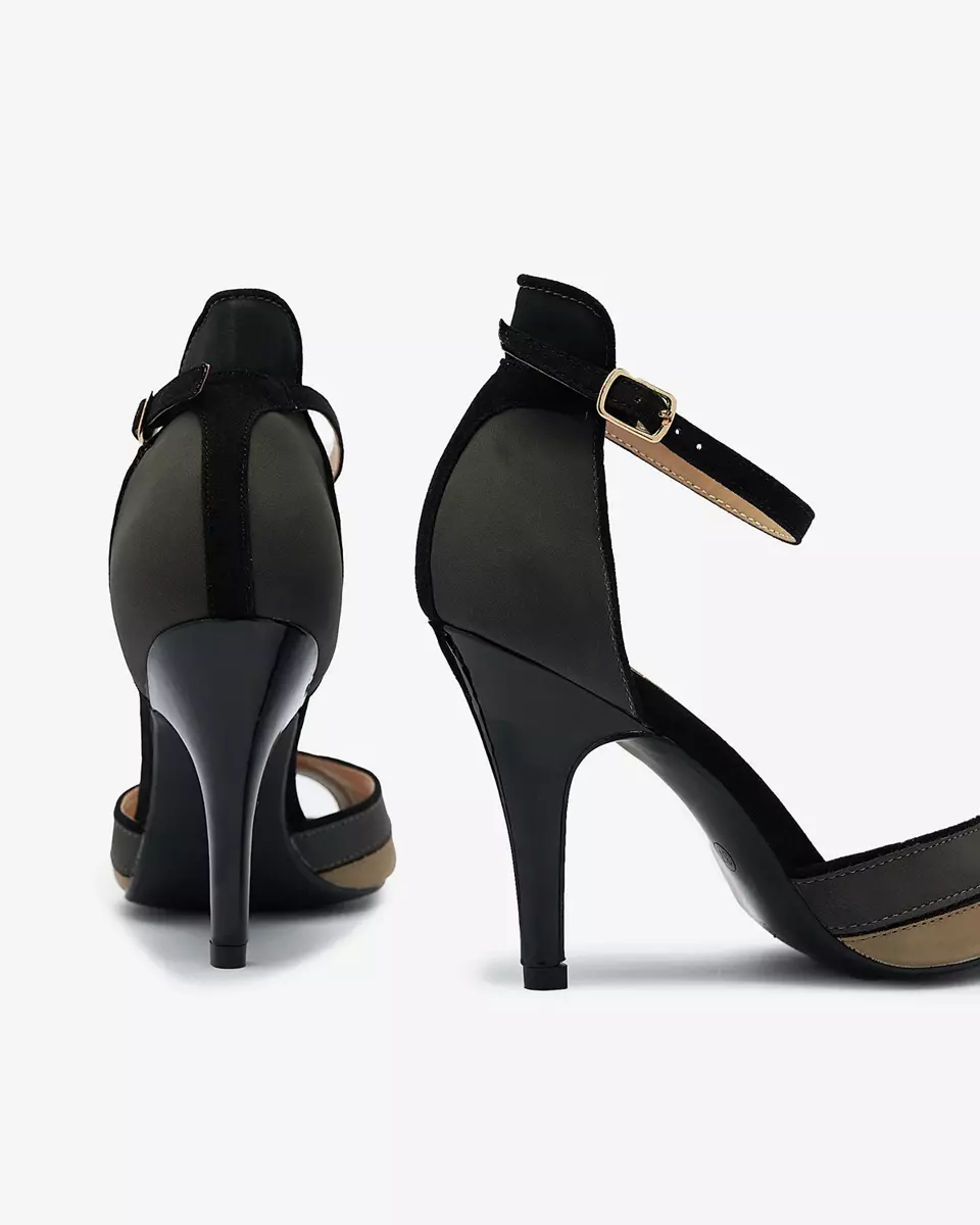 Dámské sandály na jehlovém podpatku v černošedé barvě Fiesla- Obuv