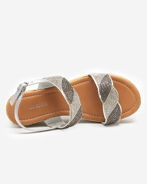 Dámské sandály na klínovém podpatku ve stříbrné barvě Acroq - Boty