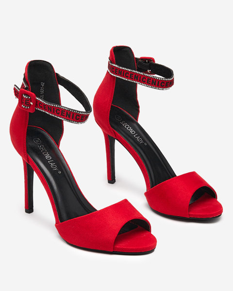 Dámské sandály na vysokém podpatku v červené barvě Opassa - Boty