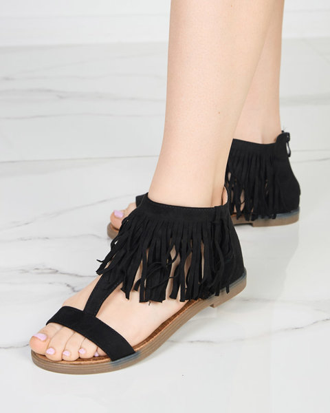 Dámské sandály s černými třásněmi Clov- Footwear
