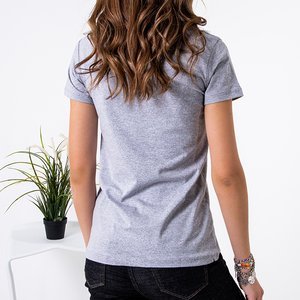Dámské šedé bavlněné tričko s potiskem - Oblečení