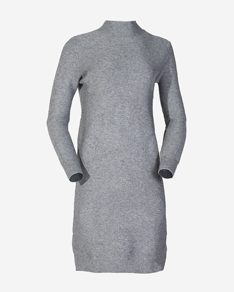 Dámské šedé svetrové šaty s rolákem - Oblečení