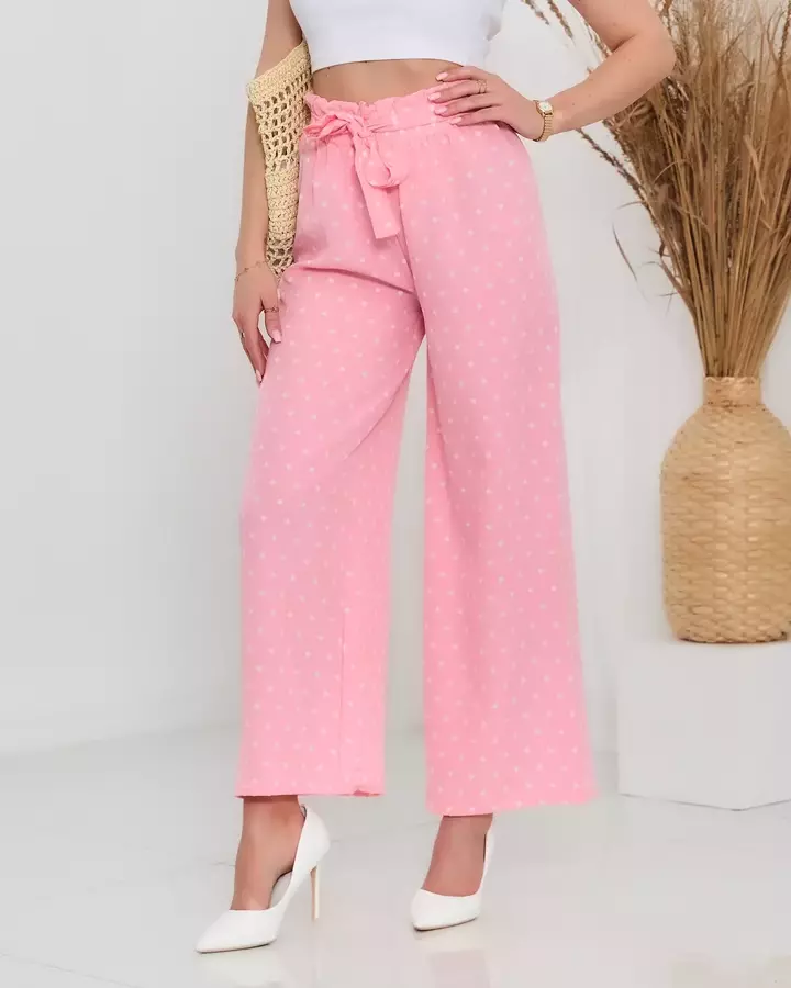 Dámské široké růžové kalhoty - Oblečení