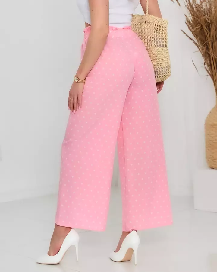 Dámské široké růžové kalhoty - Oblečení