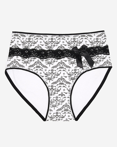 Dámské slipy s potiskem v bílé barvě PLUS SIZE- Spodní prádlo