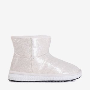 Dámské sněhové boty s kožešinovým lemem ecru Shon - obuv