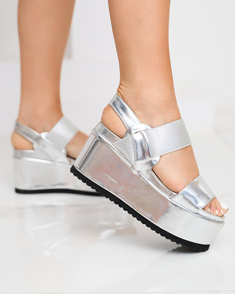 Dámské stříbrné sandály z eko kůže na platformě Kosall-Footwear