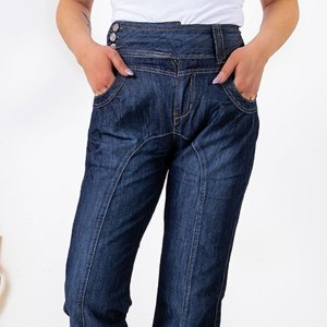 Dámské tmavě modré džíny s gumičkou na nohou - Oblečení