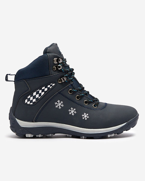 Dámské tmavě modré sněhové boty se sněhovými vločkami Sniesavo - obuv