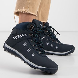 Dámské tmavě modré sněhové boty se sněhovými vločkami Sniesavo - obuv