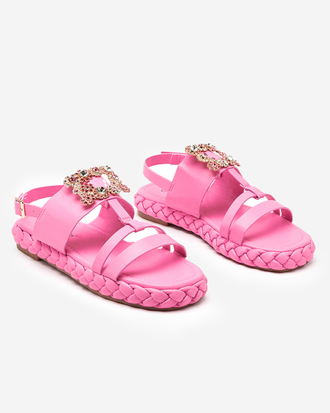 Dámské tmavě růžové sandály s ozdobnou Govy přezkou - Obuv