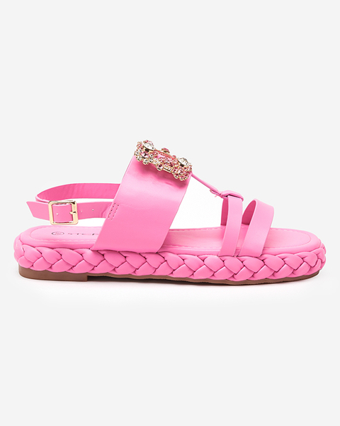 Dámské tmavě růžové sandály s ozdobnou Govy přezkou - Obuv