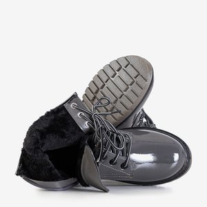 Dámské tmavě šedé lakované boty Lesita - Boty