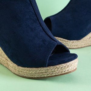 Dámské tmavomodré klínové sandály z ekologického semiše Irenea - obuv