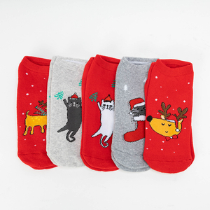 Dámské vánoční froté ponožky 5 / bal - Spodní prádlo