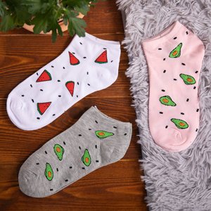 Dámské vícebarevné kotníkové ponožky 3 / balení - Ponožky