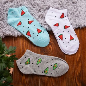 Dámské vícebarevné kotníkové ponožky 3 / balení - ponožky