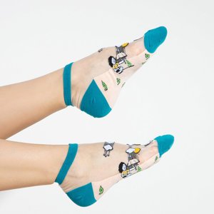 Dámské vícebarevné kotníkové ponožky s potiskem 5 / balení - ponožky