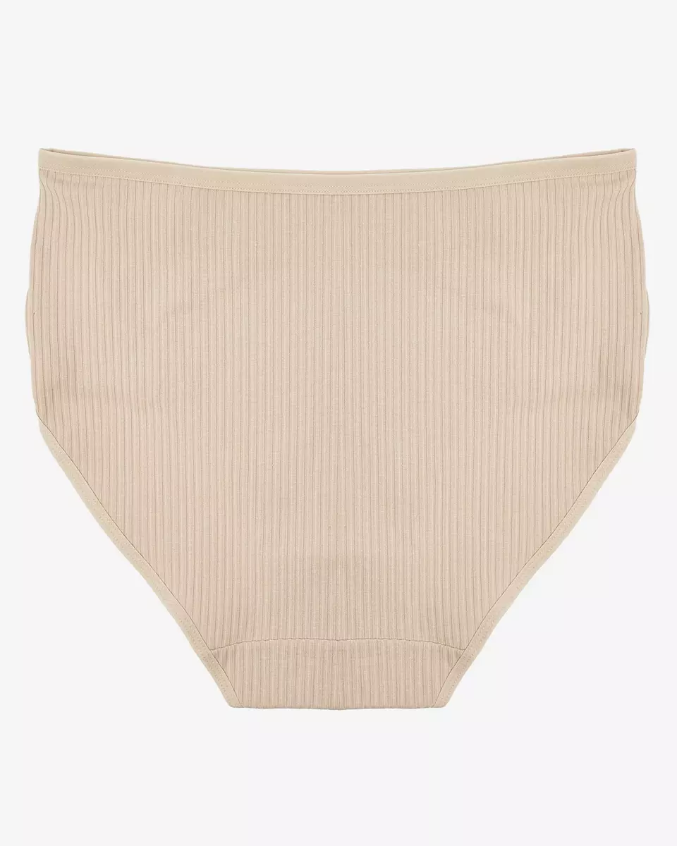 Dámské žebrované kalhotky v béžové barvě PLUS SIZE - Spodní prádlo