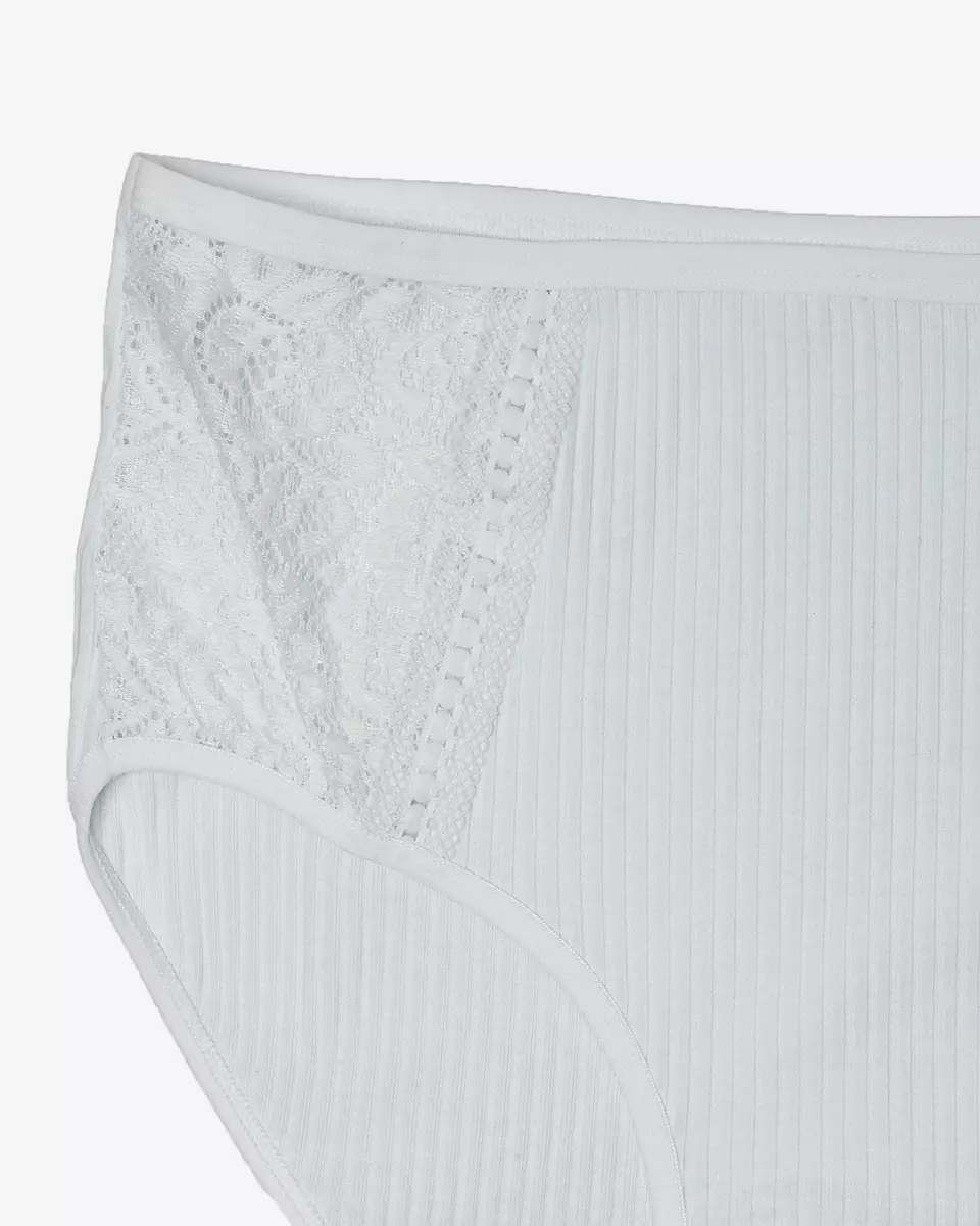 Dámské žebrované kalhotky v bílé barvě PLUS SIZE - Spodní prádlo