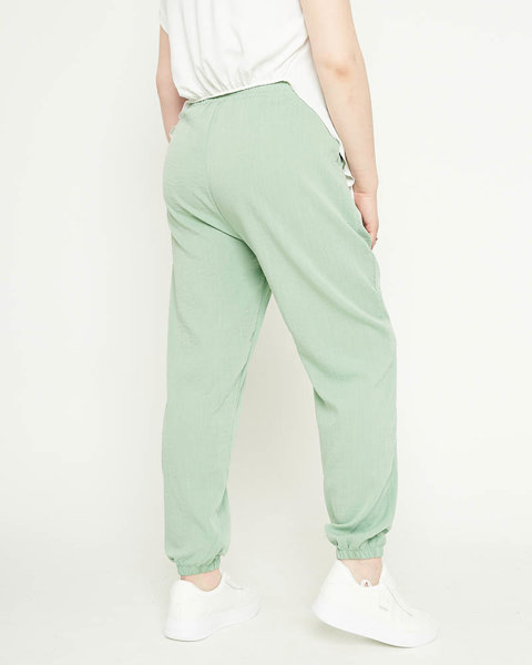 Dámské zelené látkové kalhoty - Oblečení