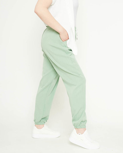 Dámské zelené látkové kalhoty - Oblečení