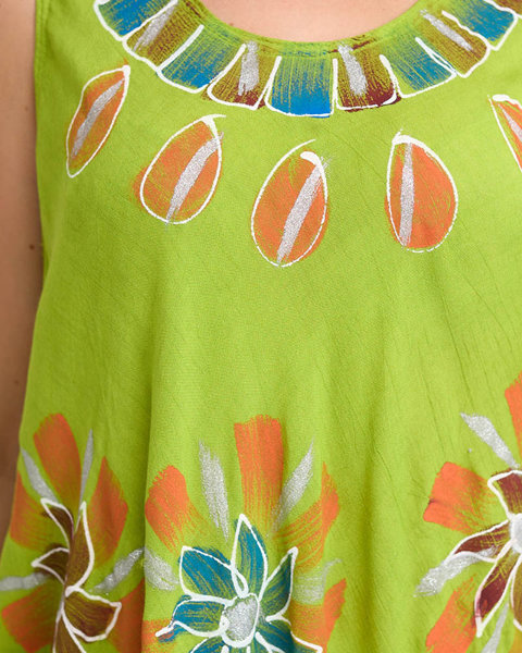 Dámské zelené plážové šaty s květovaným pláštěm - oblečení