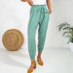 Dámské zelené puntíkové kalhoty PLUS SIZE - Oblečení
