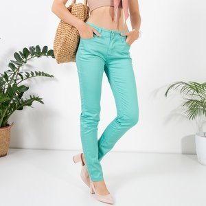 Dámské zelené rovné kalhoty - Oblečení