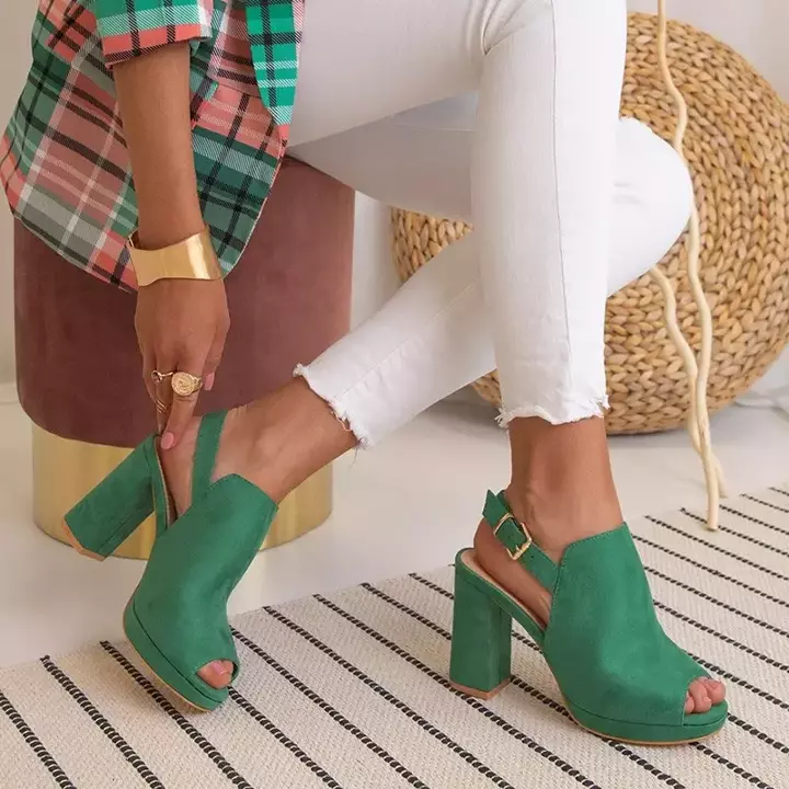 Dámské zelené sandály na vysokém podpatku Wefira - boty