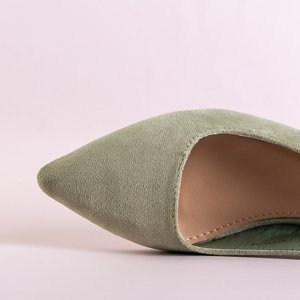 Dámské zelené sandály z eko semiše na sloupku Panella - obuv