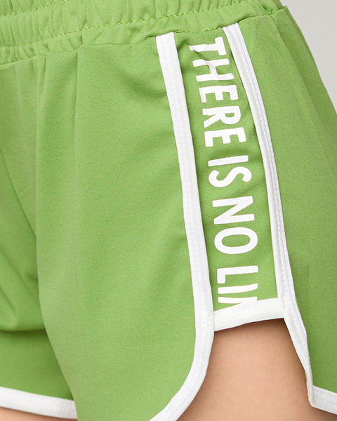 Dámské zelené šortky s nápisy na bocích - Oblečení