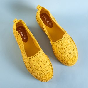 Dámské žluté prolamované espadrilky na platformě Abra - obuv