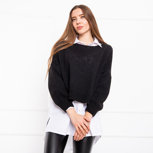 Dámský černý svetr s bílou košilí - Oblečení
