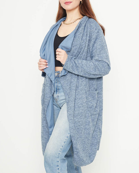 Dámský modrý svetr s dlouhou pelerínou - Oblečení