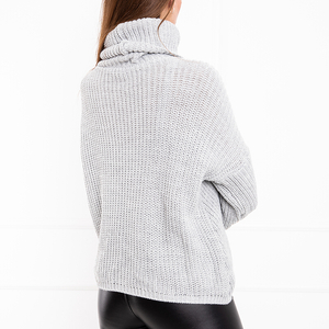 Dámský šedý rolák krátký svetr - oblečení