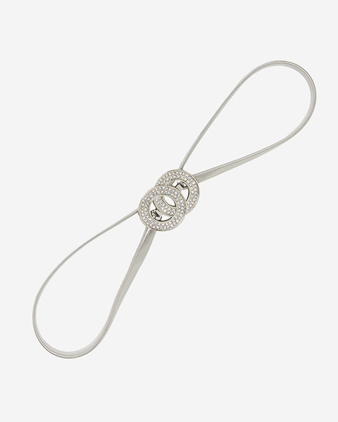 Dámský stříbrný elastický pásek s ozdobou kubické zirkony - doplňky