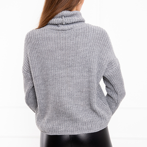 Dámský tmavě šedý rolák krátký svetr - oblečení