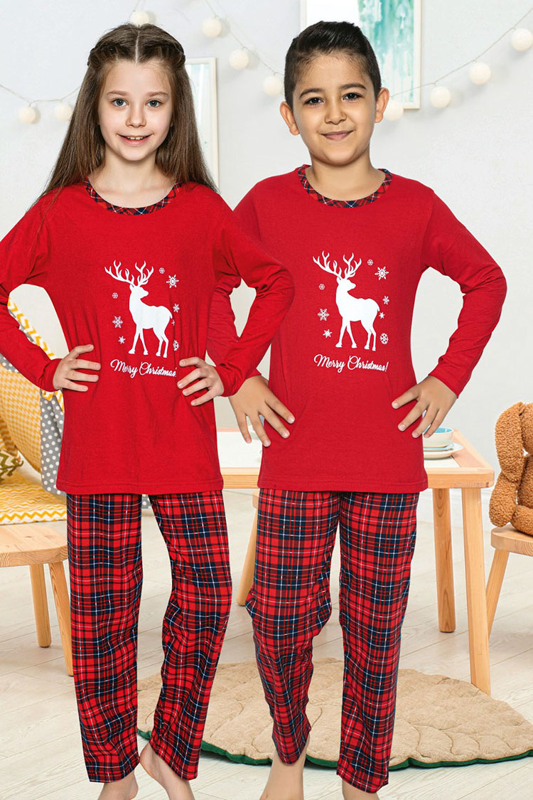 Dětské červené vánoční pyžamo - Oblečení