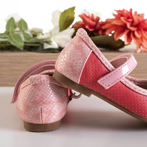 Dětské růžové prolamované baleríny s razítkem Gryvisio - obuv