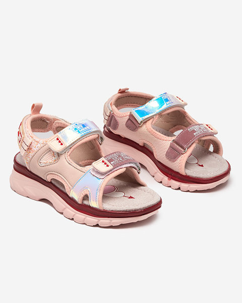 Dětské růžové sandály s barevnými Murino vsadkami - Obuv