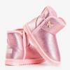 Dětské růžové sněhové boty s motýlkem Umabela - Obuv