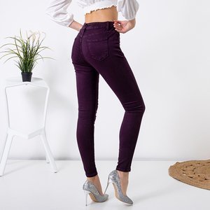 Fialové dámské látkové kalhoty - Oblečení