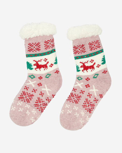 Fialové dámské ponožky s vánočním vzorem - Spodní prádlo