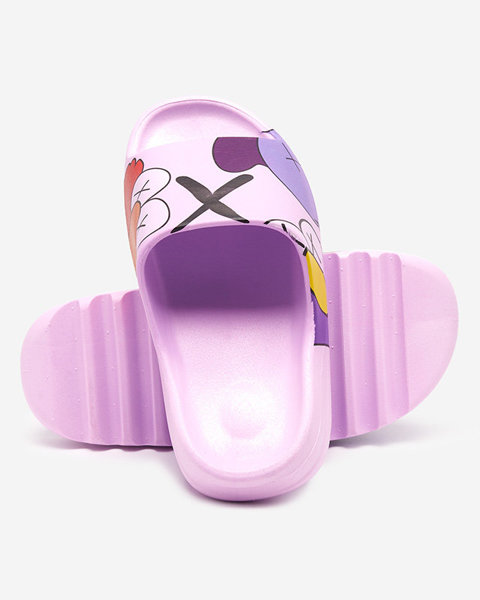 Fialové gumové pantofle pro ženy s potiskem Pfizz - Obuv