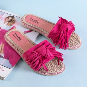Fuchsie dámské pantofle s třásněmi Foasia - obuv